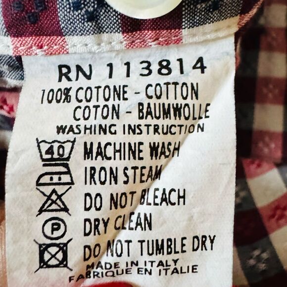 Billy Reid Red/Black Gingham Button Down Shirt Size Large - Picture 5 of 5